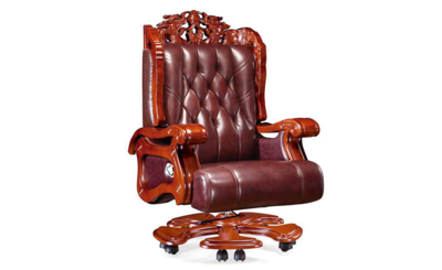 雕花真皮大班椅